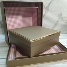 Набір коробок 3 шт. квадрат золоті