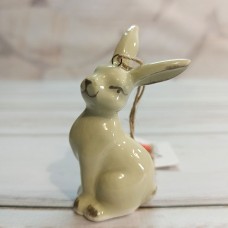 Підвіска кролик керамічний оливковий 8 см.
