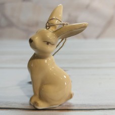 Підвіска кролик керамічний жовтий 8 см.