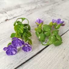 Міні зелень три фіолетові квіточки 9 см.