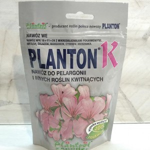Planton К Добриво для пеларгонії, бегонії та інших квітучих рослин, 200 г.
