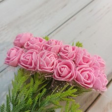 Роза латекс рожева з фатіном 2 см. 12 шт.