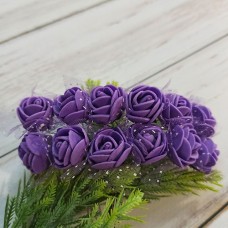Роза латекс фіолетова з фатіном 2 см. 12 шт.