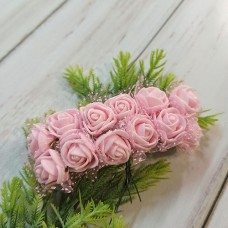 Роза латекс світло-рожева з фатіном 2 см. 12 шт.