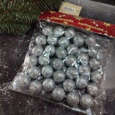 Кульки в глітері срібна 2,5 см. 35+ шт.