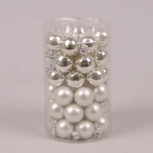 Кульки скляні 2,5 см. срібні (48 шт.)  