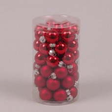 Кульки скляні 2,5 см. червоні (48 шт.)