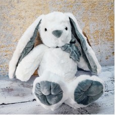 Кролик м'яка іграшка в рості 30 см. біло-сірий