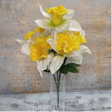 Букет нарцисів біло-жовтий 38 см. 5 квіток діаметром 12 см.