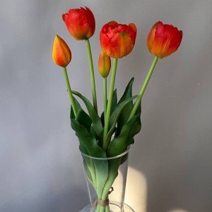 Тюльпан, букет штучний, латекс помаранчевий 38 см. ( 3 квітки, 2 бутони, 5 см.)