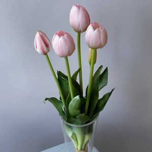 Тюльпан, букет штучний, латекс рожевий 38 см. ( 3 квітки, 2 бутони, 5 см.)