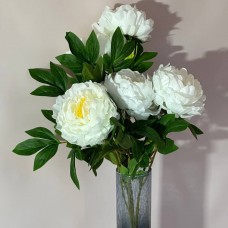 Букет Півонії білої 65 см. (5 квіток- 14 см. 2 бутона-3 см.)