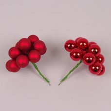 Кульки скляні 2,5 см. червоні ( Ціна за пучок, 12 кульок )