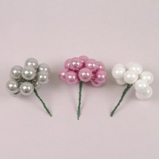 Кульки скляні 2,5 см. рожеві-сірі-білі ( Ціна за пучок, 12 кульок )