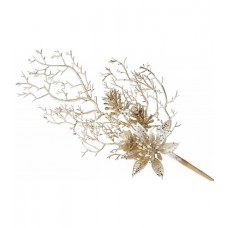 Декоративна гілка з квіткою та шишками 30 см. колір - шампань 901-109