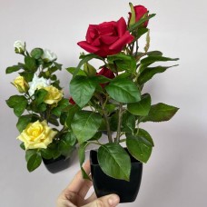 Троянда в керамічному глечику. Висота - 28 см. (6 кольорів)