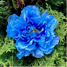 Квітка півонії синя з блискітками 16 см.
