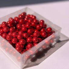 Кульки скляні 1,5 см. червоні ( Ціна за пучок, 12 кульок ) №4