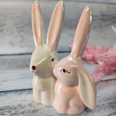 Кролики керамічні пара, рожеві 11,5*7*4,5 см.