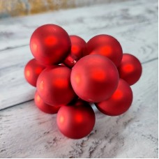 Кульки скляні 3 см. червоні матові (12 шт.)