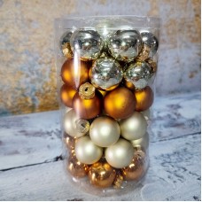 Кульки скляні 2,5 см. молочно-золоті (48 шт.) 