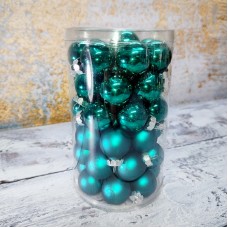 Кульки скляні 2,5 см. бірюзовий (48 шт.) 
