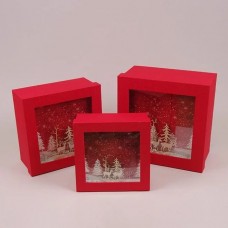 Комплект новорічних коробок для подарунків 3 шт.