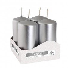 Комплект срібних свічок Bispol Циліндр 4х8 см. (4 шт.)