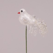 Пташка на піку біла 12х4 см.