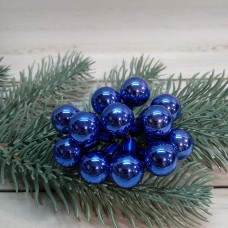 Кульки скляні 1,5 см. сині блиск (12 шт.)