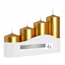 Комплект золотих свічок Bispol Циліндр 5х7,9,11,13 см. (4 шт.)