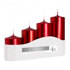 Комплект червоних металік свічок Bispol Циліндр 5х7,9,11,13 см. (4 шт.)