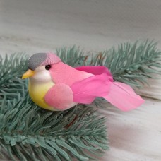 Пташка рожева на прищепці 7х3 см.